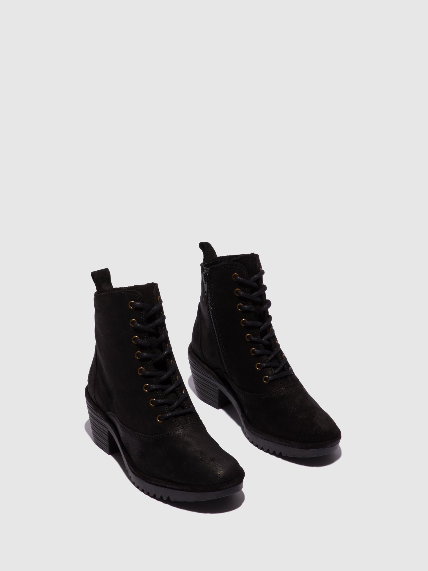 Fly London Black Lace-up Ankle Boots